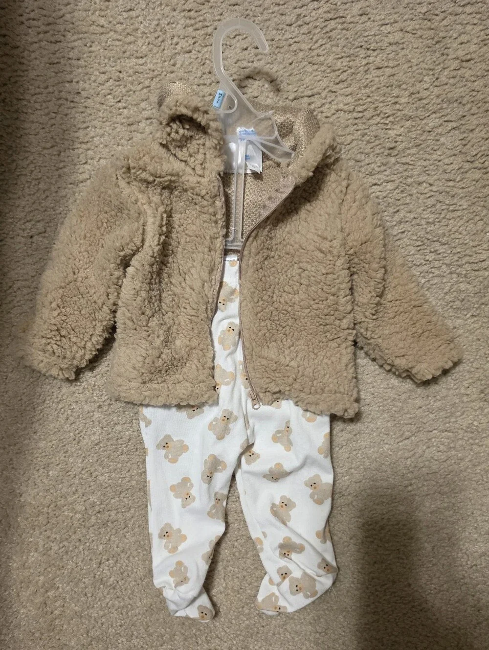 Kidgets Beige Teddy Sherpa Hooded Set